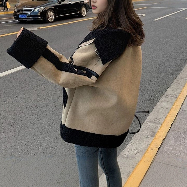 Lamb Wool Jacket Coats Woman K - Japanese Women Lifestyle ulasan dan harga