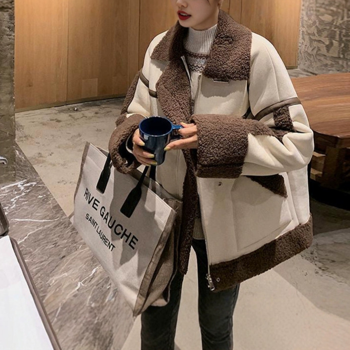 Lamb Wool Jacket Coats Woman K - Japanese Women Lifestyle ulasan dan harga