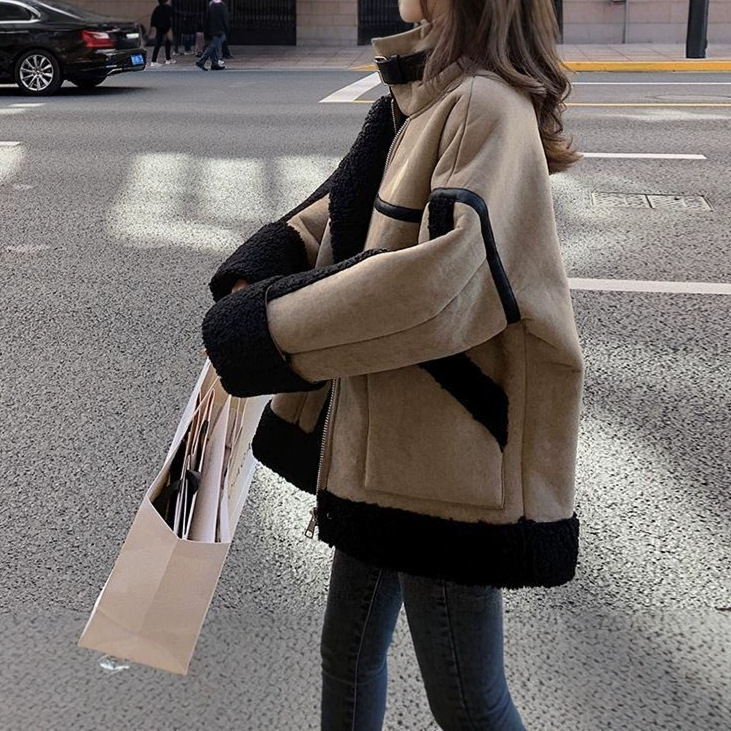 Lamb Wool Jacket Coats Woman K - Japanese Women Lifestyle ulasan dan harga