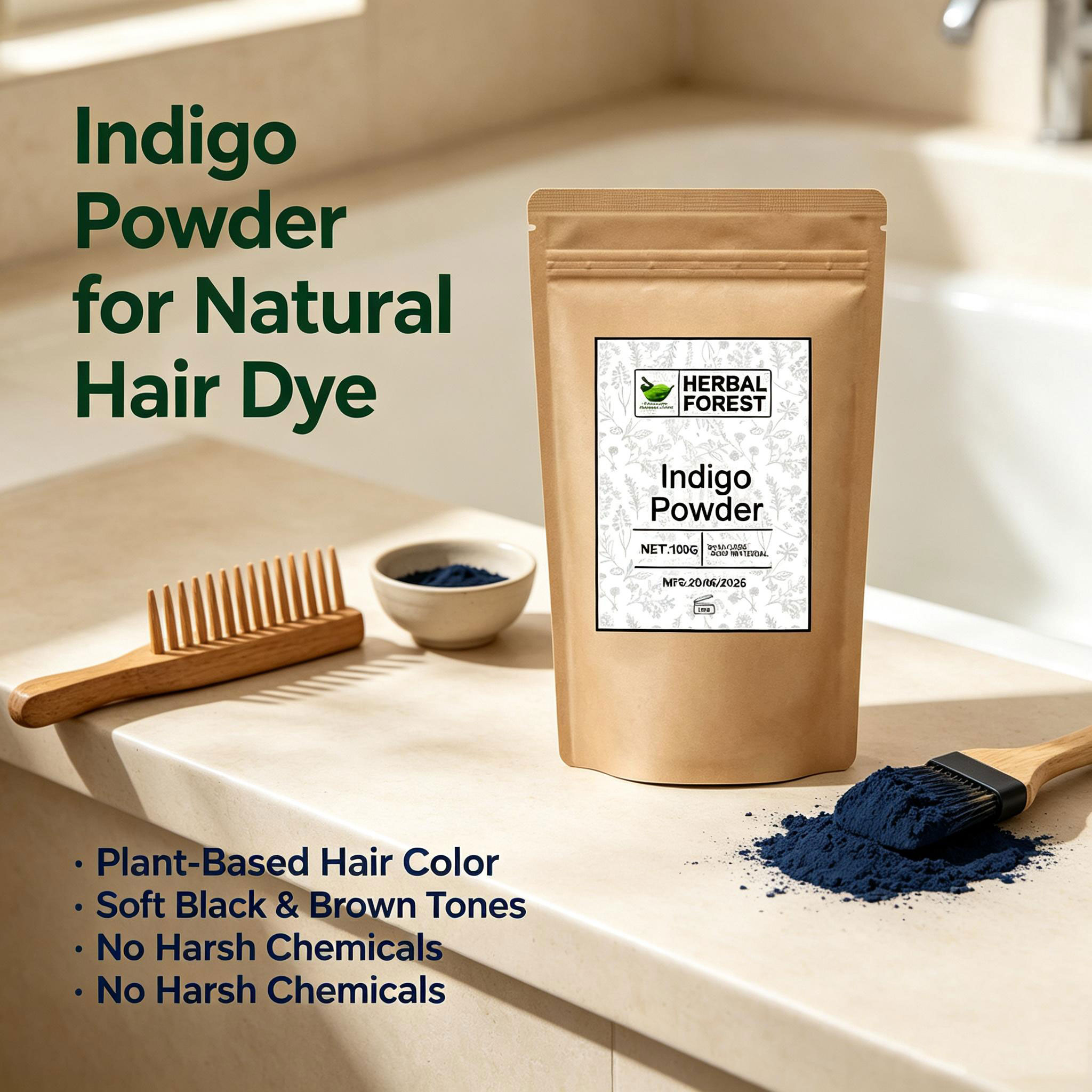 Indian pure natural plant hair - Indigo Dye Kit ulasan dan harga